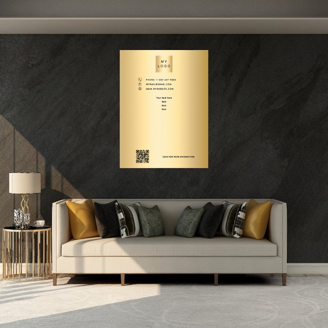 Affiche Logo d'entreprise or code qr texte personnalisé (Créateur téléchargé)