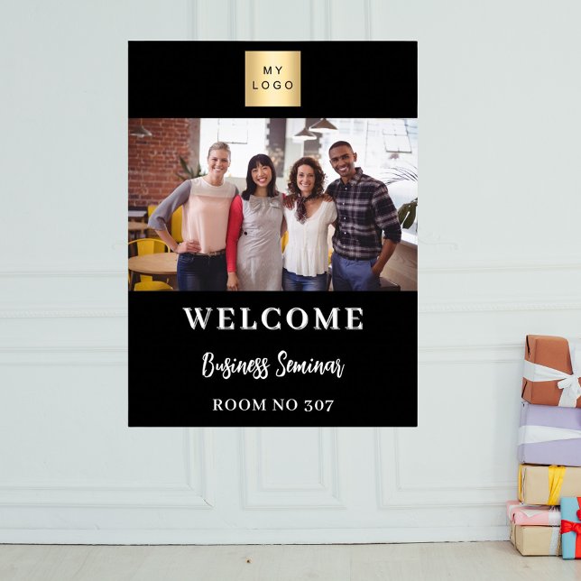 Affiche Logo d'entreprise photo noir blanc accueil (Créateur téléchargé)