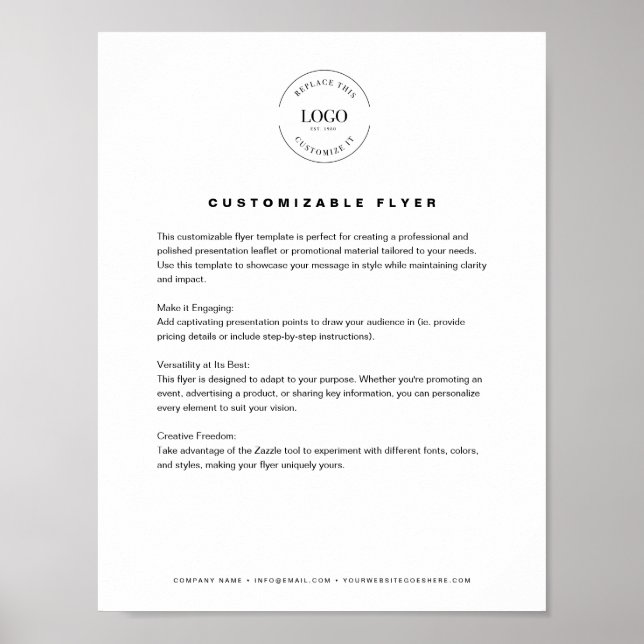 Affiche Logo d'entreprise texte site Web simple Personnali (Devant)