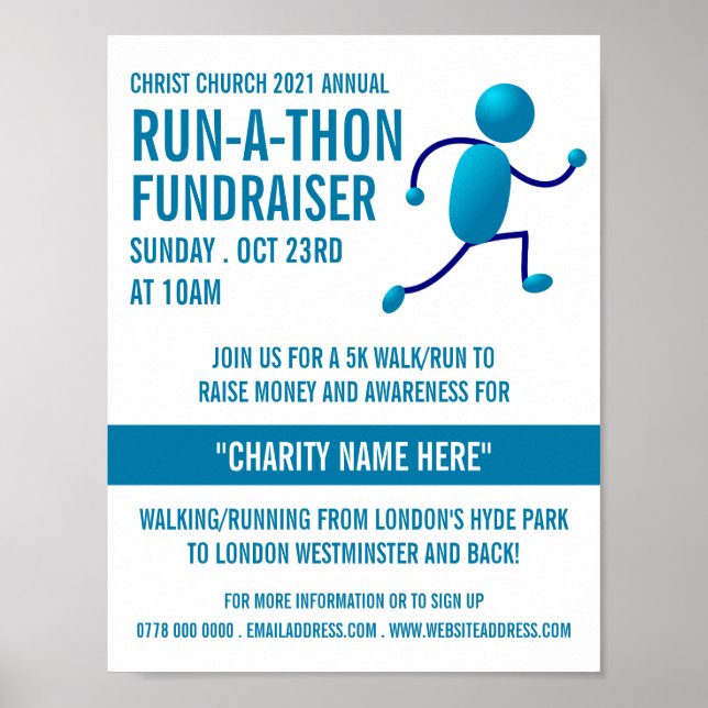 Affiche Logo du coureur, événement Charity Run-Walk-a-Thon (Devant)