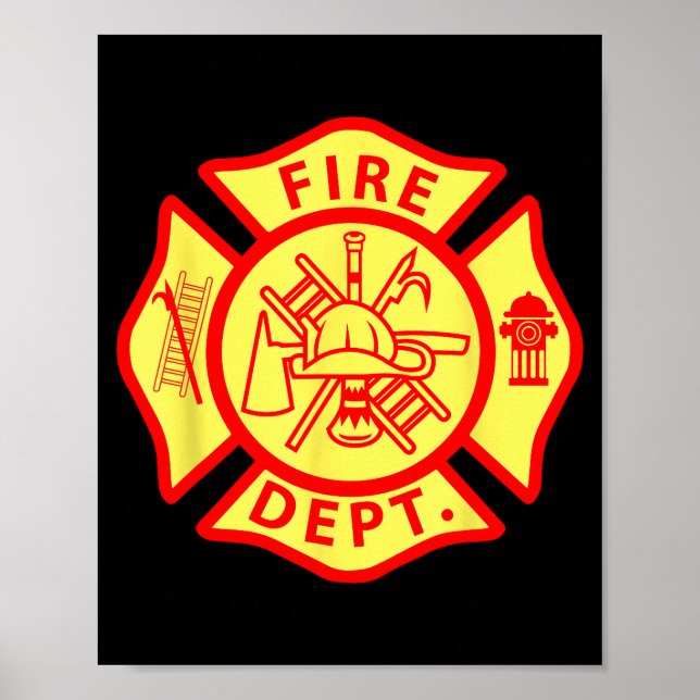 Affiche Logo du département des pompiers Symbole uniforme  (Devant)