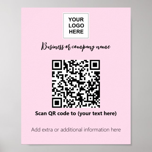 Affiche Logo du modèle d'entreprise Pink Blush qr code (Devant)