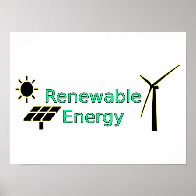 Affiche Logo Énergie renouvelable Panneaux solaires Turbin (Devant)