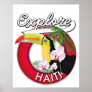 Affiche Logo Explore Haïti patch de voyage.