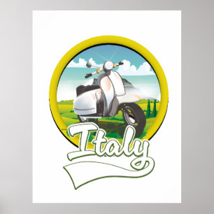 Affiche Logo Italie Scooter Travel