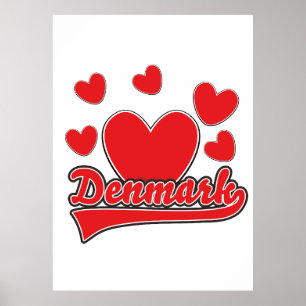 Affiche Logo Love Denmark style vintage