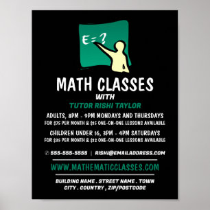 Affiche Logo Mathématique, Classes Mathématiques Publicité