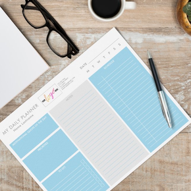 Affiche Logo moderne bleu imprimable Planificateur quotidi (Créateur téléchargé)
