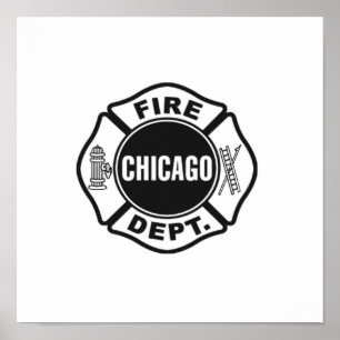 Affiche Logo noir du service incendie de Chicago
