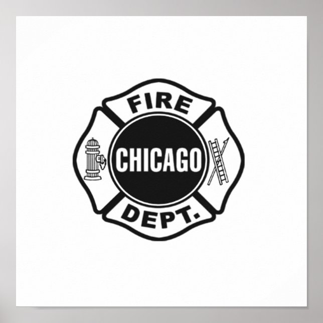 Affiche Logo noir du service incendie de Chicago (Devant)