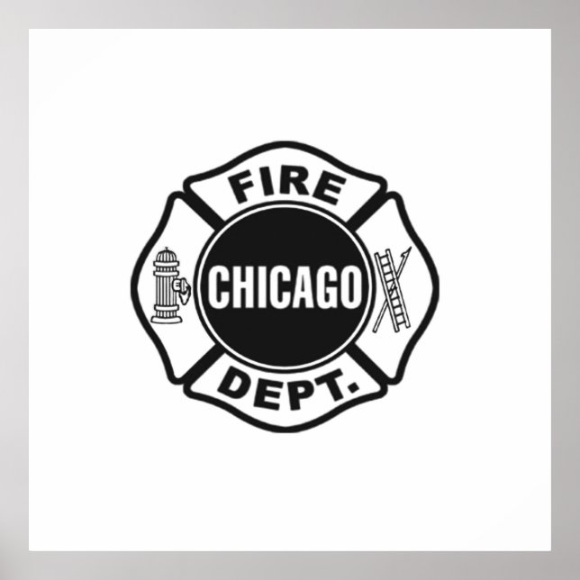 Affiche Logo noir du service incendie de Chicago (Devant)