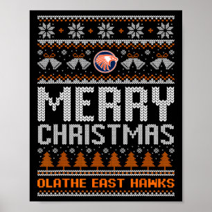 Affiche Logo Olathe East Hawks Joyeux Noël Douleur moche