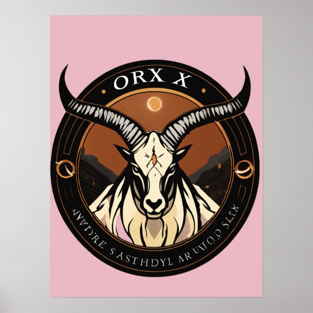 Affiche Logo Oryx – Silhouette élégante d'antilope (Devant)