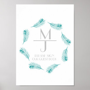 Affiche Logo Palm Leaf Mariage tropical Logo Signal