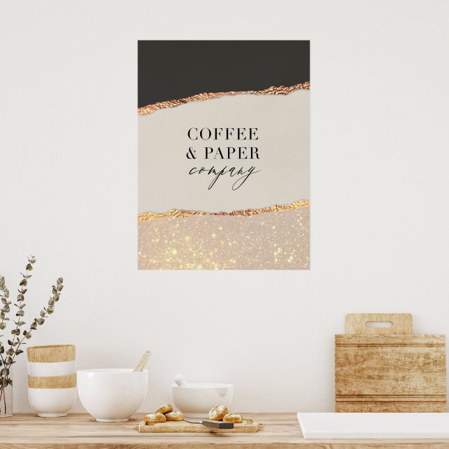 Affiche Logo personnalisé Entreprise Sign Black Cream Gold (Cuisine)