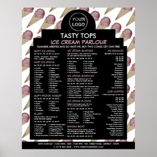 Affiche Logo personnalisé, Menu de salon de glace