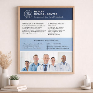 Affiche Logo personnalisé Photo QR Clinique de santé Médec