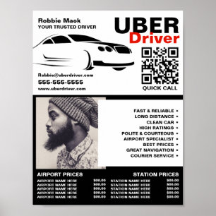 Affiche Logo, photo, Conducteur Uber, Tarifs