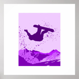 Affiche Logo pourpre de surf des neiges