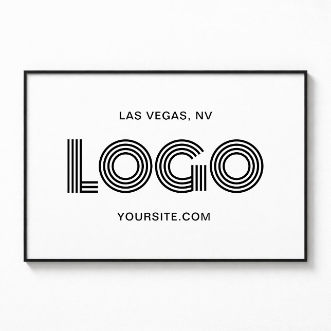 Affiche Logo Rectangulaire Moderne Noir (White and Black Modern Rectangular Logo Poster)