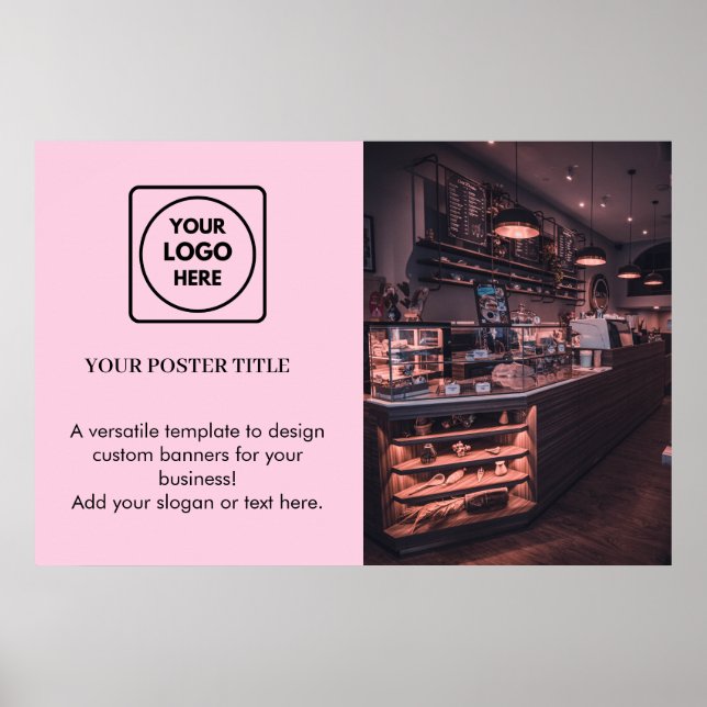 Affiche Logo Rose Pâle | Marque Promotionnelle Moderne (Devant)