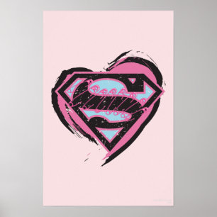 Affiche Logo rose Supergirl dans le coeur