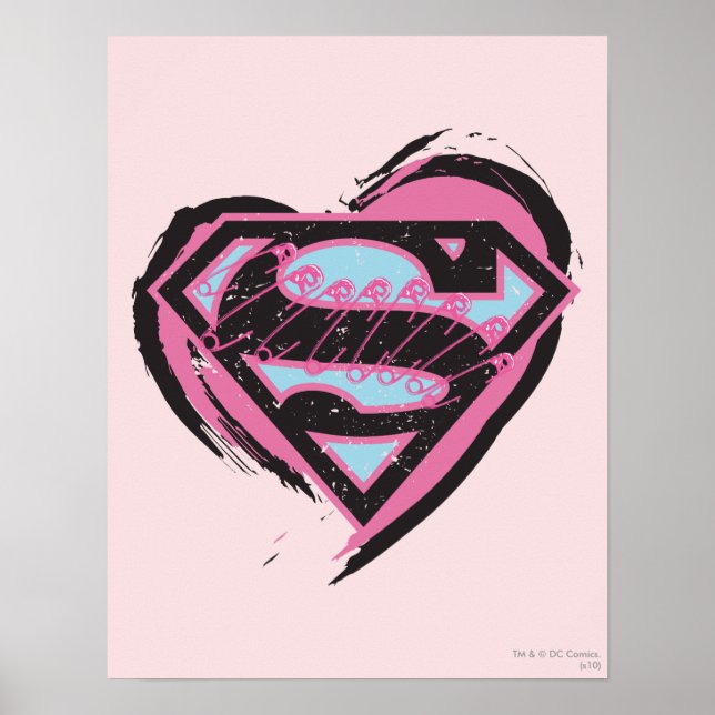 Affiche Logo rose Supergirl dans le coeur (Devant)