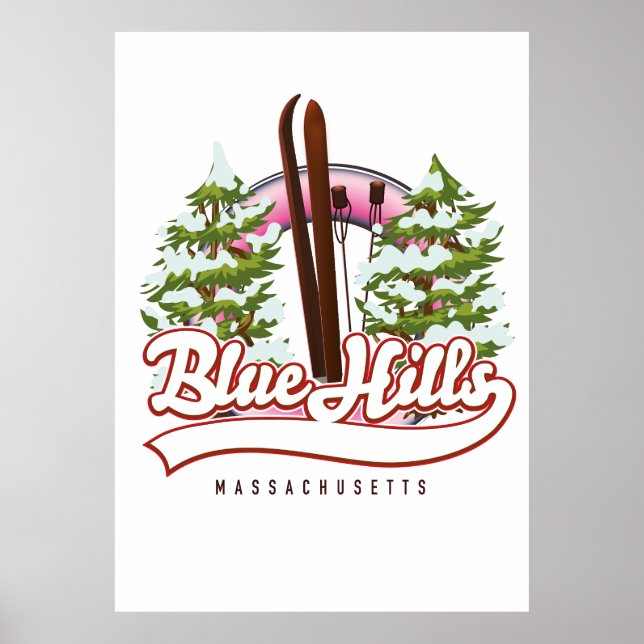 Affiche logo ski Blue Hills Massachusetts (Devant)