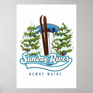 Affiche logo ski de Sunday River Newry Maine
