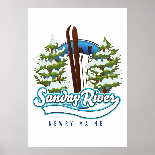 Affiche logo ski de Sunday River Newry Maine (Devant)