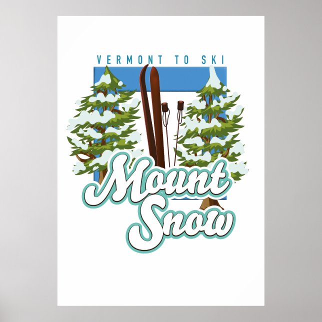 Affiche Logo ski du Mont Snow Vermont. (Devant)