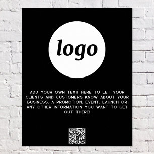 Affiche Logo Texte QR Code promotionnel Entreprise Noir