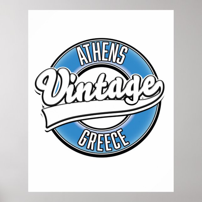Affiche Logo vintage d'Athènes Grèce (Devant)