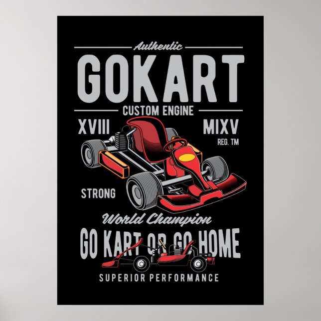 Affiche Logo vintage de course Go-Kart (Devant)
