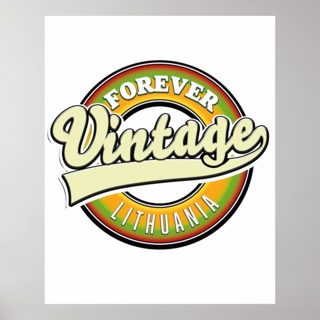 Affiche Logo vintage lituanien pour toujours. (Devant)
