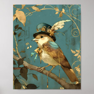 Affiche L'oiseau chanteur bleu Conception pour décoratio