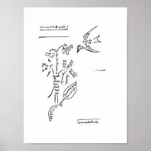 Affiche L'oiseau et le bouquet, par Apollinaire