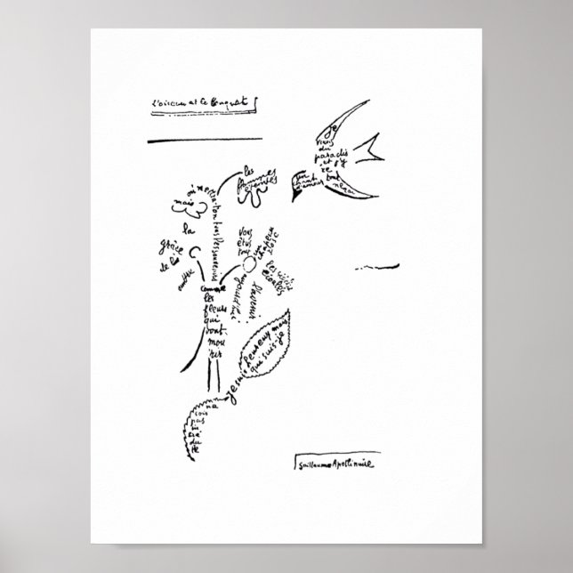 Affiche L'oiseau et le bouquet, par Apollinaire (Devant)