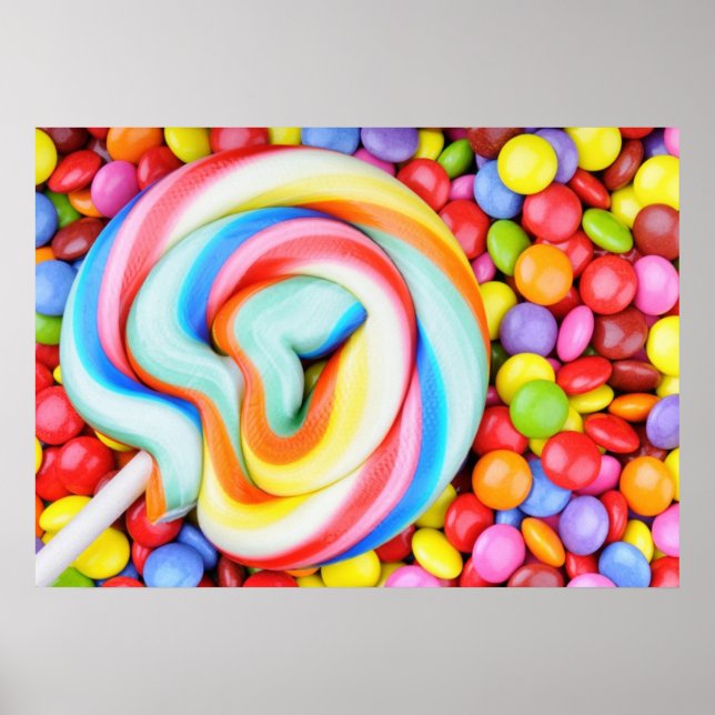 Affiche Lollipop Et Smarties Multicolores (Devant)