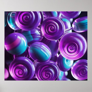 Affiche Lollipopes dans les nuances de violet et de Turquo