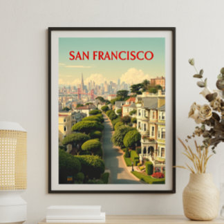 Affiche Lombard Street, San Francisco | Rétro vintage