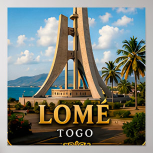 Affiche Lomé Front de mer atlantique et Monument de l'Indé