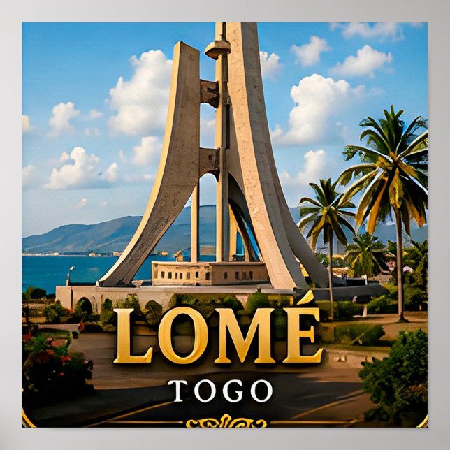 Affiche Lomé Front de mer atlantique et Monument de l'Indé (Devant)