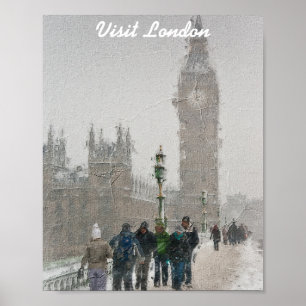 Affiche London big ben et peinture à l'huile de neige
