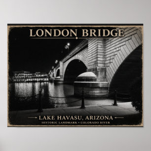 Affiche London Bridge Nuit Noir et Blanc