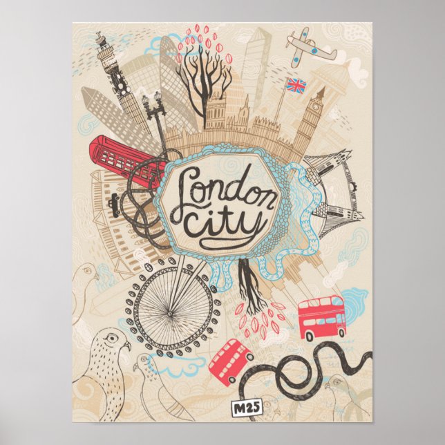Affiche London City Doodle Art (Devant)