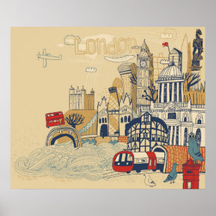 Affiche London Doodle Scene
