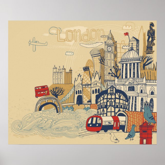 Affiche London Doodle Scene (Devant)