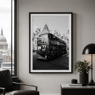 Affiche London Double Decker Bus Black and White