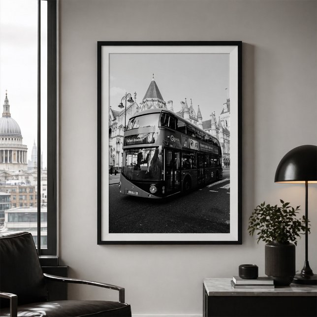 Affiche London Double Decker Bus Black and White (Créateur téléchargé)